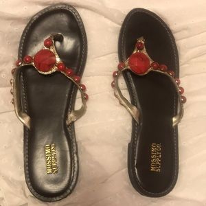 Mission red stone sandals